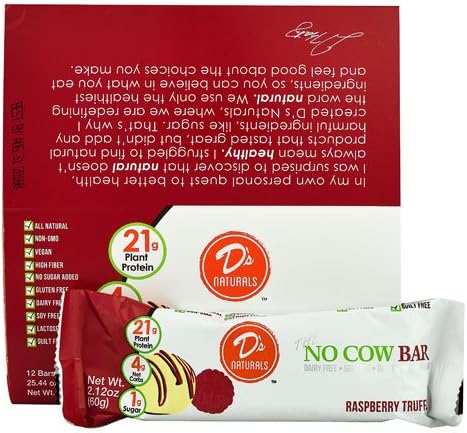 D's Naturals The No Cow Bar Raspberry Truffle -- 12 Bars