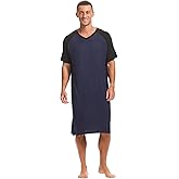 HEAVYWOOD Mens Nightshirt Pajamas Short Sleeve Nightgown Sleepwear Big&Tall Sleep Shirts