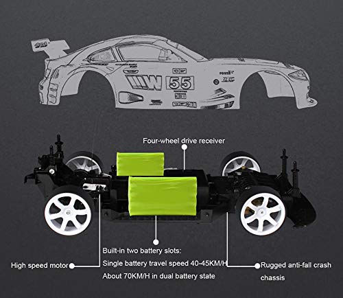 DDLmax 1:10 70km/h RC Car 4WD Double Battery High Power LED Headlight Racing Truck - Thumbnail 6
