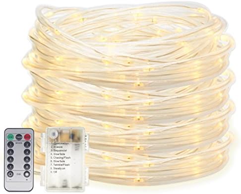 Senbao 17ft 50 LED Dimmable Rope Lights, Battery Powered, Waterproof, 8 Modes/Timer, Fairy Lights for Garden Patio Party Christmas Thanksgiving Outdoor Decoration (Warm White)