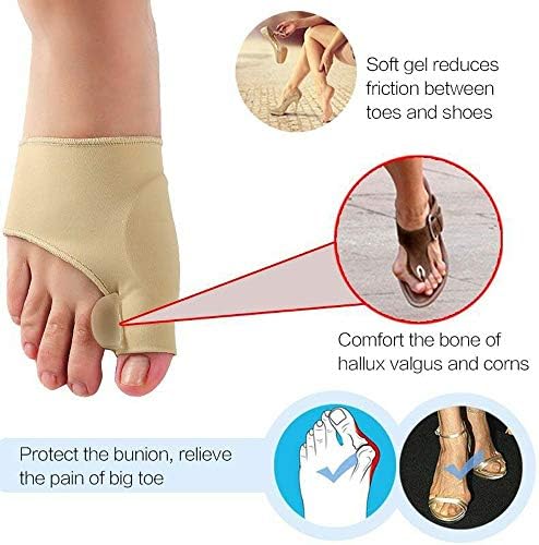 Hellofishly 2 PCS Bunion Corrector Toe Straightener with Bulit in Gel Pads, Bunion Protectors and Toe Separators, Bunion Support for Hallux Valgus, Overlapping Toes