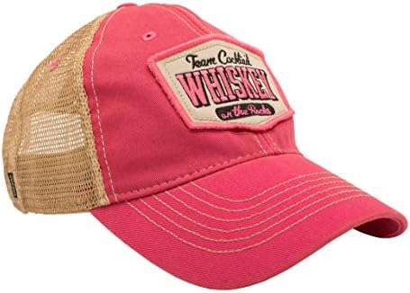Whiskey on The Rocks Mesh Trucker Hat - Pink Hat (Pink w/Black)