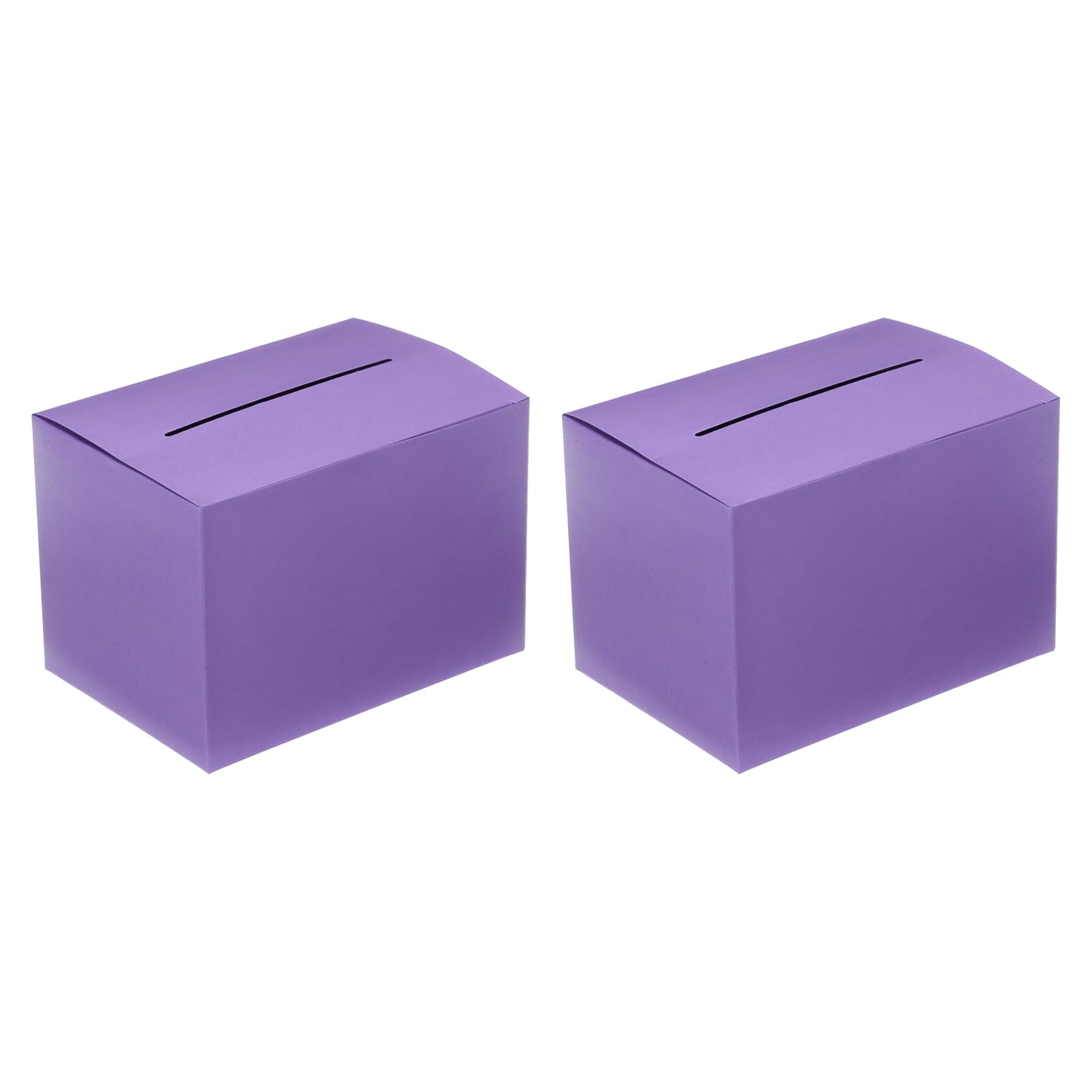 PATIKIL Cardboard Suggestion Box, 2 Pcs 6.5 x 4.5 x 4.5 Inch Ballot Box with Removable Header Board Raffle Box for Suggestion, Collection, Tip, Donate, Voting, Purple