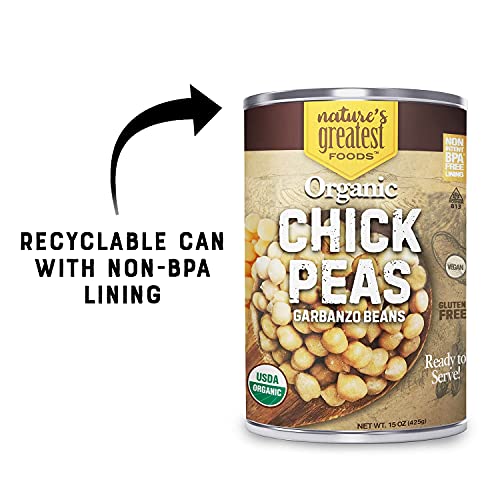Organic Canned Chickpeas (Garbanzo Beans) 12Pack, 15 Ounce Ready