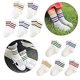 M&Z 10 Pack Toddler 3 Strips Retro Cotton Crew Ankle Socks for Kids(Year1~10)