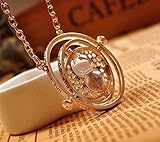 Harry Potter Time Turner Hermione Granger Rotating Spins Gold Plated Hourglass Necklace by HGYS