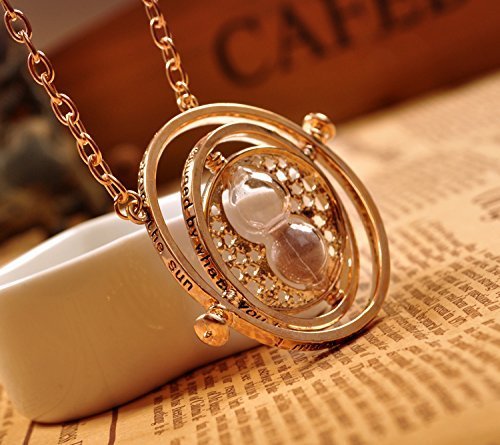 Harry Potter Time Turner Hermione Granger Rotating Spins Gold Plated Hourglass Necklace by HGYS
