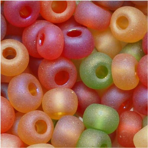 Jablonex Czech Seed Beads Mix, 1-Ounce, Size 6/0, Fall Harvest Green, Red and Orange