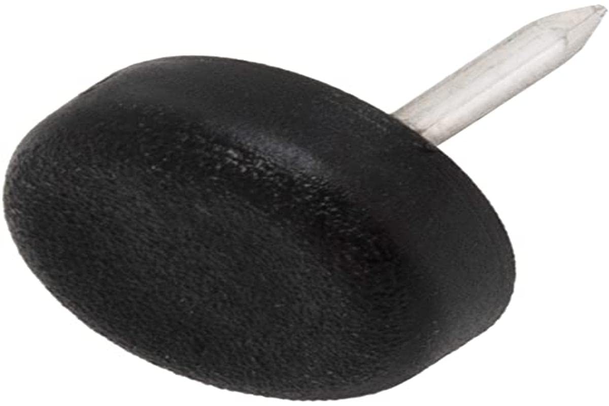 Adsamm® / 100 x Glides in plastic with nail | Ø 0,59'' (Ø 15 mm) | black | round | Premium quality furniture sliders with nail by Adsamm®