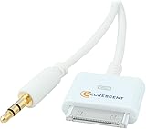 Decrescent Dock Connector to 3.5mm Jack Car Stereo Auxiliary (AUX) Line Out Audio Cable Lead for Apple iPod, iPhone and iPad - 1m