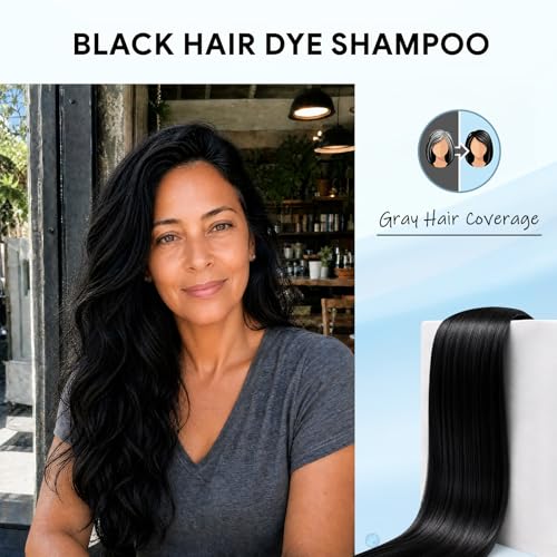 Ivnil Black Hair Dye Shampoo 3 in 1 Semi Permanent Hair Color Shampoo for Women & Men for Gray Hair Coverage, shampoo para pintar el cabello