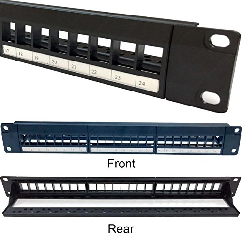 24 Port Blank Keystone Patch Panel - Rackmount/Wallmount - Color: Black