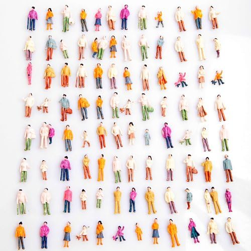 Kingzer 100pcs HO Scale coloful 1:100 Painted Model Train Park People Figures