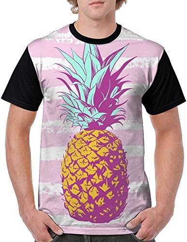 IFKILL stic Pineapple With Striped Men Fashion Printing O-NeckÂ CasualÂ T-Shirt Short-Sleeved Quick-Drying Bottoming Shirt