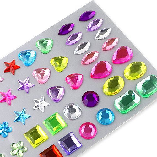 JPSOR 544pcs 8 Sheets Self-Adhesive Rhinestone Sticker Bling Craft Jewels Crystal Gem Stickers, Assorted Size
