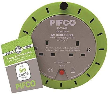 Eurosonic 2 WAY 5M CABLE EXTENSION REEL LEAD MAINS SOCKET HEAVY DUTY 10 AMP ELECTRICA