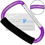 Shells Magic Purple Color Extra-large D-Shape Super-handy Snap Hook Hanger Bags Holder Carrier Mommy Hook Carry Handle With Soft Foam Grip (Purple)