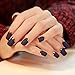 24PCS Matte with Metallic French Acrylic False Fake Full Nail Tip Art Dark Blue