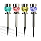 Solar Outdoor Lights - 4 Color Changing LED Lamps for Landscape Lighting - Ideal for Garden Pathway Patio Walkway and Yard - Beautiful Decorative Night Lights