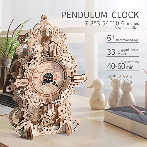 3D Wooden Puzzle Clock, Laser Cut, 3D Desk Clock Model Kits, Working Clock, A Great Gift for