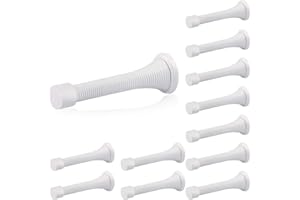 HOMOTEK 12 Pack Spring Door Stops,3-1/8” Heavy Duty Door Stop - Flexible Spring Door Stopper with Low Mounted White Rubber Bu