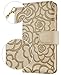 Galaxy S6 Edge Plus Wallet Case, FLYEE Premium Vintage Emboss Flower Flip Wallet Shell PU Leather Magnetic Cover Skin with Detachable Wrist Strap Case for Samsung Galaxy S6 Edge Plus (Beige)