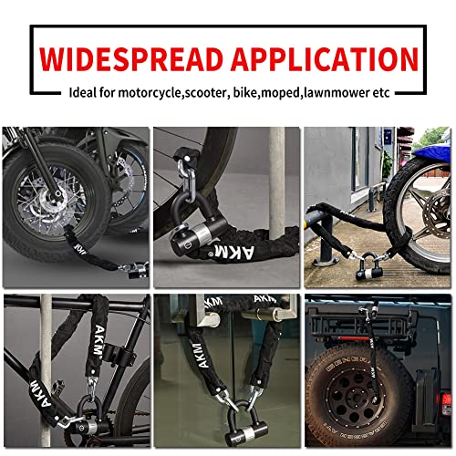 AKM Bike Lock Chain Lock 120cm/4ft Heavy Duty Durable 10mm Thick Anti