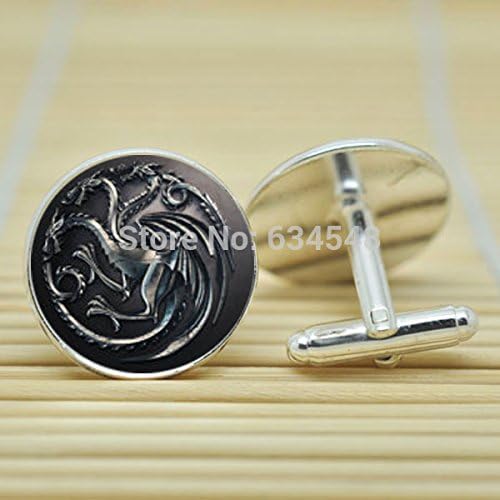 Pretty Lee Game Of Thrones Inspired House Targaryen In Silver Cufflinks Glass Cabochon Cufflinks C3723