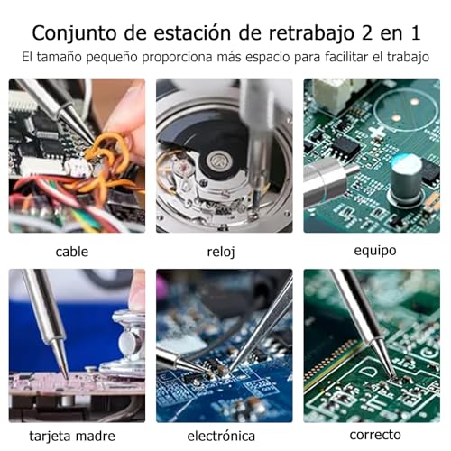 Jadeshay Estación de Soldadura 8586, Estación de Soldadura 2 en 1, 700 W, Pantalla Digital 110 V, Pistola de Aire Caliente, Herramientas con 3 Boquillas para Soldar, Desoldar y Reparar, ESD Seguro