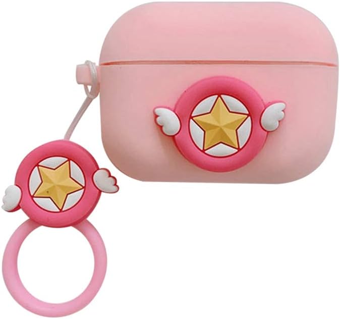 SosoJustgo2 Airpods Pro Protective Case, Cute 3D Cartoon Silicone Storage Case Shockproof Cover Protective Charging Case for Airpods Pro(Kinomoto Sakura 02)