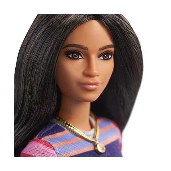 Barbie-Fashionistas-Doll-147-with-Long-Brunette-Hair-Wearing-Striped-Dress-Orange-Shoes-Necklace-Toy-for-Kids-3-to-8-Years-Old Barbie Fashionistas Doll #147 with Long Brunette Hair Wearing Striped Dress, Orange Shoes & Necklace, Toy for Kids 3 to…