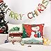 Anickal Christmas Holiday Decorations Christmas Cotton Linen Pillow Covers 18x18 with Christmas Truck Deer Snowman Santa Claus Pattern Xmas Gifts