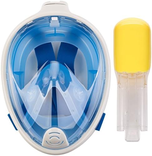 Snorkel Mask Set Full Face Snorkeling Mask,Easybreath with Anti Fog and Anti Leak Design For Adults and Youth,Blue Pink Black Colors for Choose (Blue, L/XL)