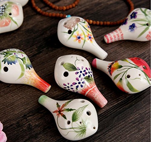 Easyflower Wonderful Musical Instruments Toy 6 Hole Middle Tone C Tune Ocarina Beginner Flute Painted Musical Instrument(Orange Butterfly) - Thumbnail 4