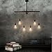 UNITARY Farmhouse Pendant Lights Kitchen Island, Dining Room Light Fixture, Rustic Kitchen Light Fixtures with 6 E26 Bulb Sockets, Black Metal Chandelier, Ceiling Pendant Light Fixtures