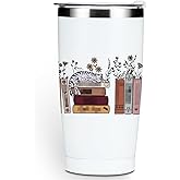 Inspired Tumbler Book Decor Book Lovers Gifts Bookish Coffee Mug Music Lover Gift for Women Coworker Appreciation Birthday Christmas 20 oz Stainless Steel Travel Cup Insulated Thermos with Lid