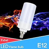 Led Flame Bulb,Fabal 360°Flame Flickering Effect Fire Light Bulb Decorative Holiday E27 / E12 / B22 / E14 / E26 Outdoor Flicker (E12)