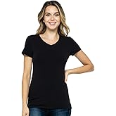 Women's Basic Solid Active Soft Cotton Short Sleeve Crew Neck & V Neck Slim Fitted Top T-Shirts
