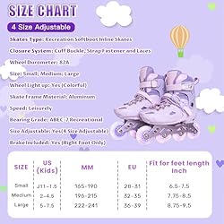 LIRENGUI Inline Skates for Girls, Kids Adjustable