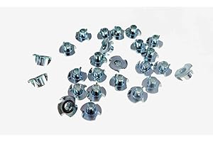 GTBriter 25 Pack 1/4-20 T-Nuts 5/16" Barrel Zinc Plate 5/16" Hole 3005C005F