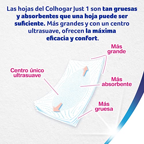 Colhogar Just 1x42 - Extra Absorbent Toilet Paper - Pack of 6 Rolls - 5-Ply Bath Paper - Ultra Soft for Maximum Comfort - White (7x6)