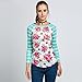 OURS Women Casual Striped Long Sleeve Floral Pacthwork T-Shirt Top Blouse (XXL, Green)