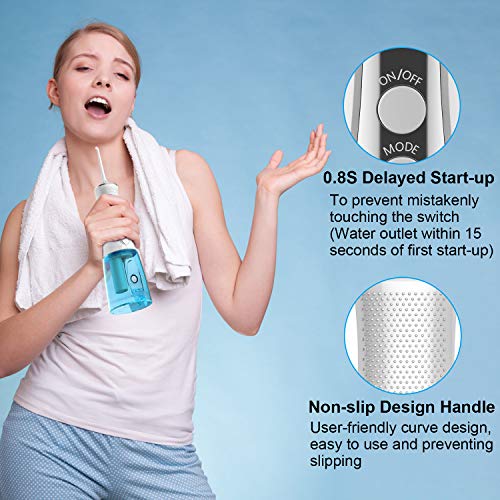 Water Flosser Oral Irrigator, YUNDOO Cordless Rechargeable Anti Leakage Non-slip 300 Ml Water Pick Teeth Cleaner with Power Light for Braces, Implants, Bridges, Dental Care at Home and Travel