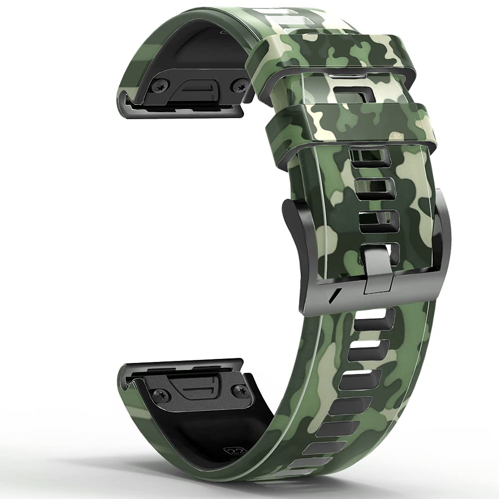 Fleshy Leaf 22mm Band Camouflage strap Compatible for Garmin Fenix 7,Fenix 6,Fenix 6 Pro,Fenix 5,Fenix 5 Plus,Approach S60 S62,Forerunner 935 945,Quick Release Strap Wristband (Camouflage green)