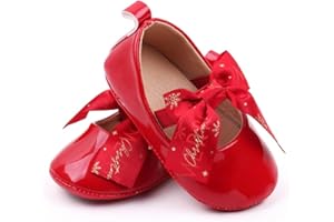 SABATUTU Infant Baby Girls Princess Wedding Dress Mary Jane Flats,Toddler Soft Sole Prewalker Sparkly Lightweight Shoes