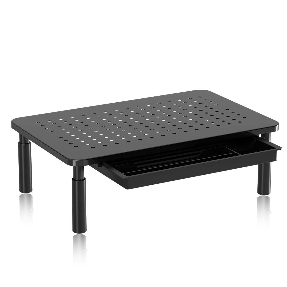 suptek Monitor Stand with Drawer, 3 Height Adjustable Computer Monitor Stand Riser, Metal PC Monitor Riser for Laptop, Printer, Notebook and All Flat Screen TV Display with Vented Platform MST003CT