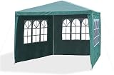 Panana 3x3m Waterproof Gazebo Tent with 3 Zip Up Side Panels Green view 4