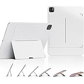 EISSCCE Magnetic Case for 2024 11" iPad Pro, Tablet Wall Mount Magnetic adsorption,PU Leather Pouch Case with muilt Using Modes, Support 2nd Gen Pencil Charging,White