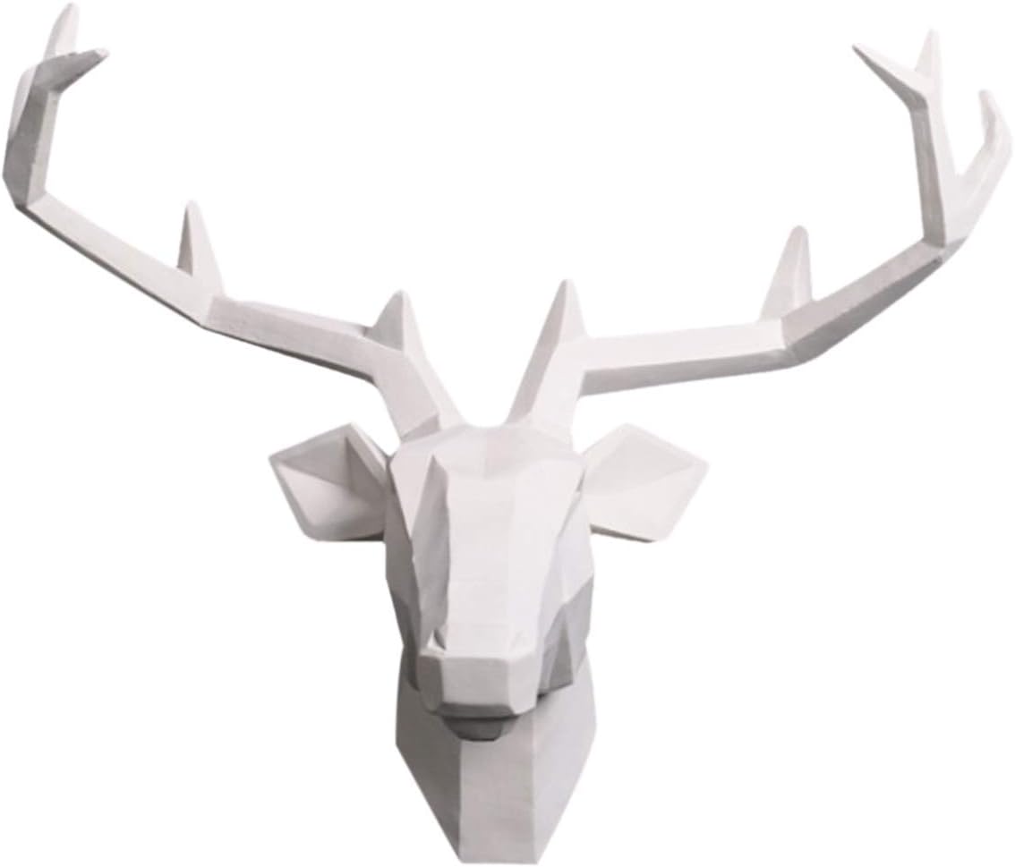YJ Home Deer Head Wall Sculpture - Faux Taxidermy Resin Deer Head Wall Decor,Buck Deer Head Bust Wall Mount Hanging(XX-Large, White Deer 1)