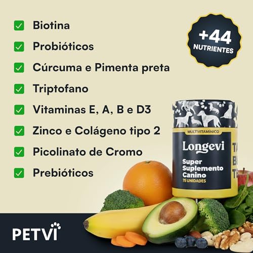 Longevi Suplemento Multivitamínico para Cachorros em Tabletes Mastigáveis - 150g, Vitamina para Cães para Imunidade, Energia, Pelo e Pele.